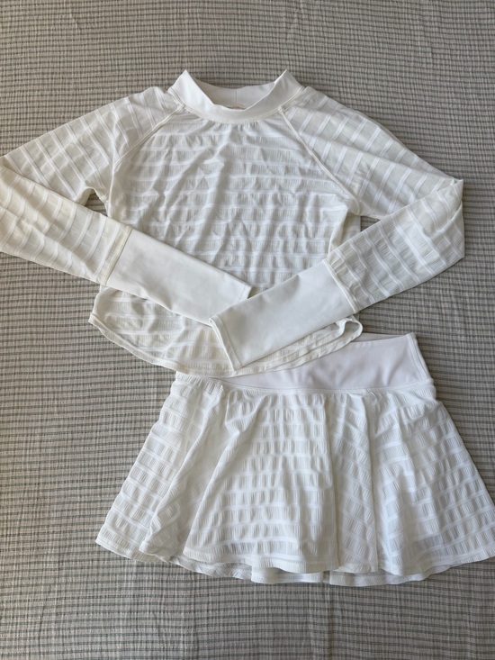 FP Movement by Free People Dresses & Skirts - FP Movement White Textured Long Sleeve Crop Top + Skirt Set